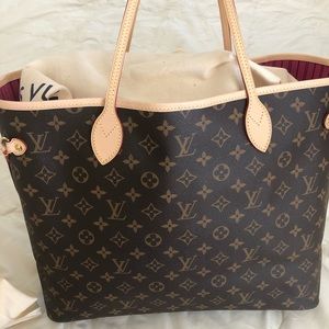 Louis Vuitton NeverFull GM with Pochette in Pivoine color
